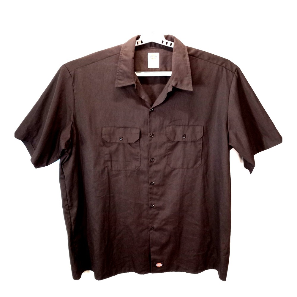 Dickies‎ Button Down Men's Short Sleeve Work Shirt, 3XL, Dark Brown, Work Wear